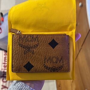 MCM Tan Card Holder with Black Accents